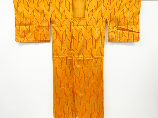 リサイクル　縞に幾何学模様織り出し雨コート